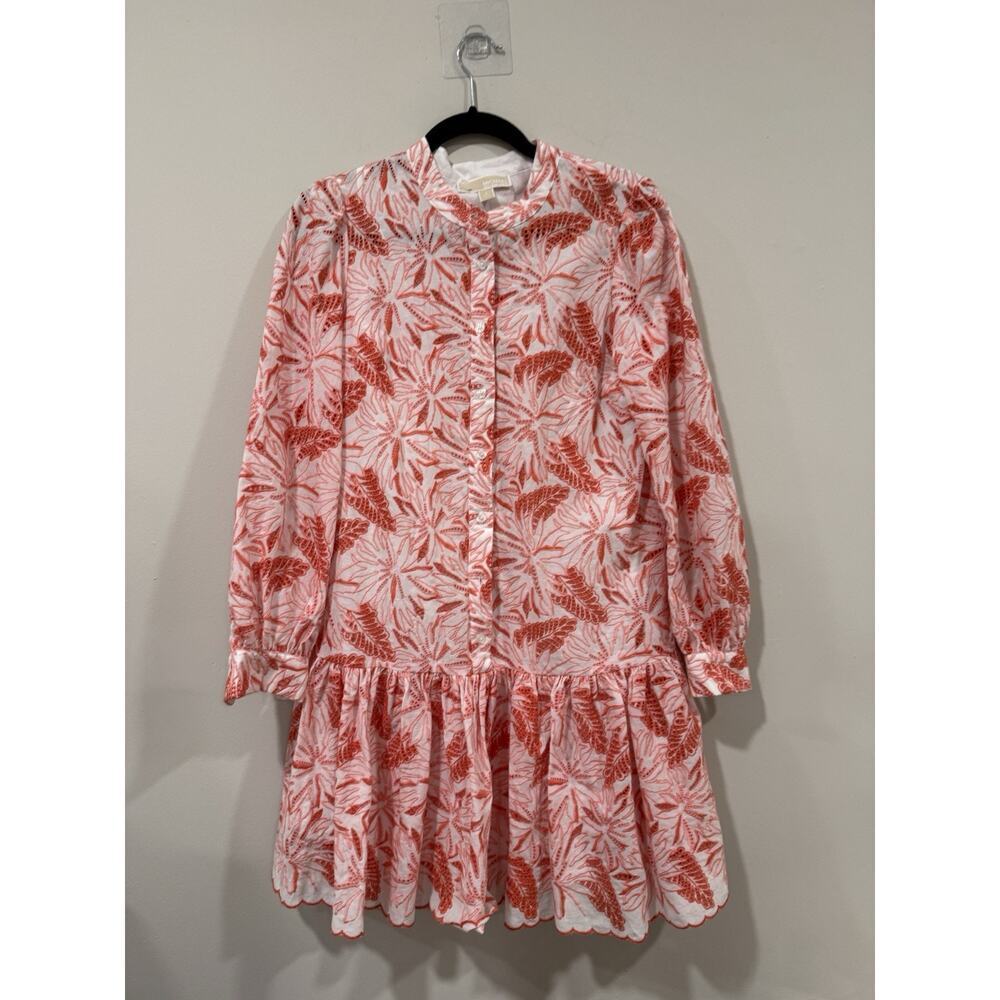 Michael BY Michael Kors Women Eyelet Orange and White Shirt Dress Size S 2033 - Picture 5 of 13
